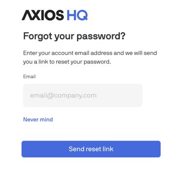 The Forgot Password page prompts you to enter your email